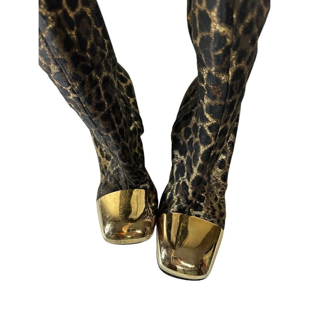 Saint Laurent Gold and Black Over the Knee Boots - Picture 7 of 14